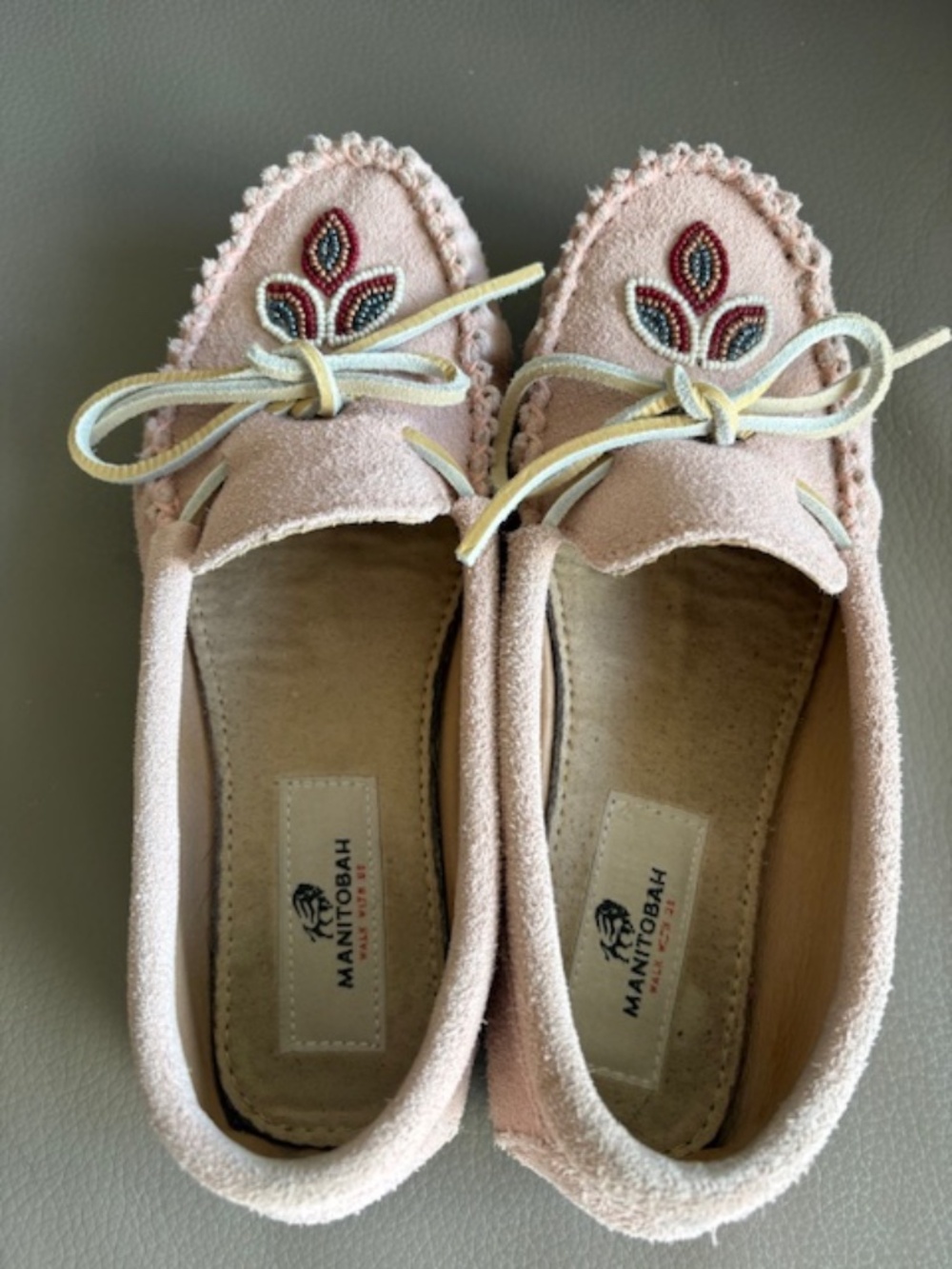 MANITOBAH MUKLUKS Kayak Women's sz 7 suede leather moccasin slippers pink quartz - Picture 5 of 16